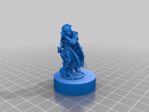 a rendering of a 3D model of the sculpture "Nydia, the Blind Flower Girl of Pompeii" by Randolph Rogers, shown in blue, against a gridded grey background