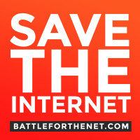 Save the Internet in white text against red background
