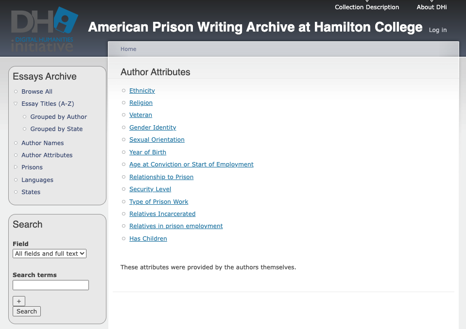 a screenshot of the metadata attributes for each author in the APWA